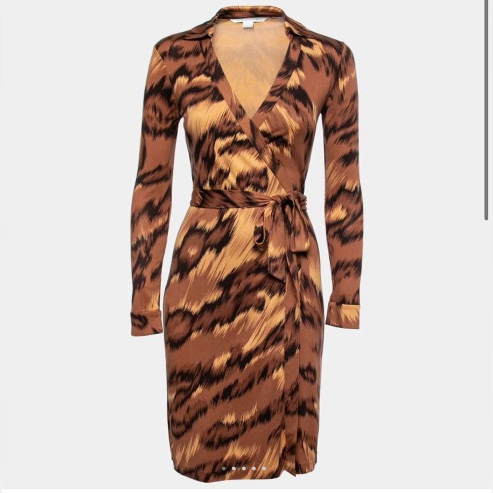 Diane vonFurstenburg classic wrap dress in Brown animal print